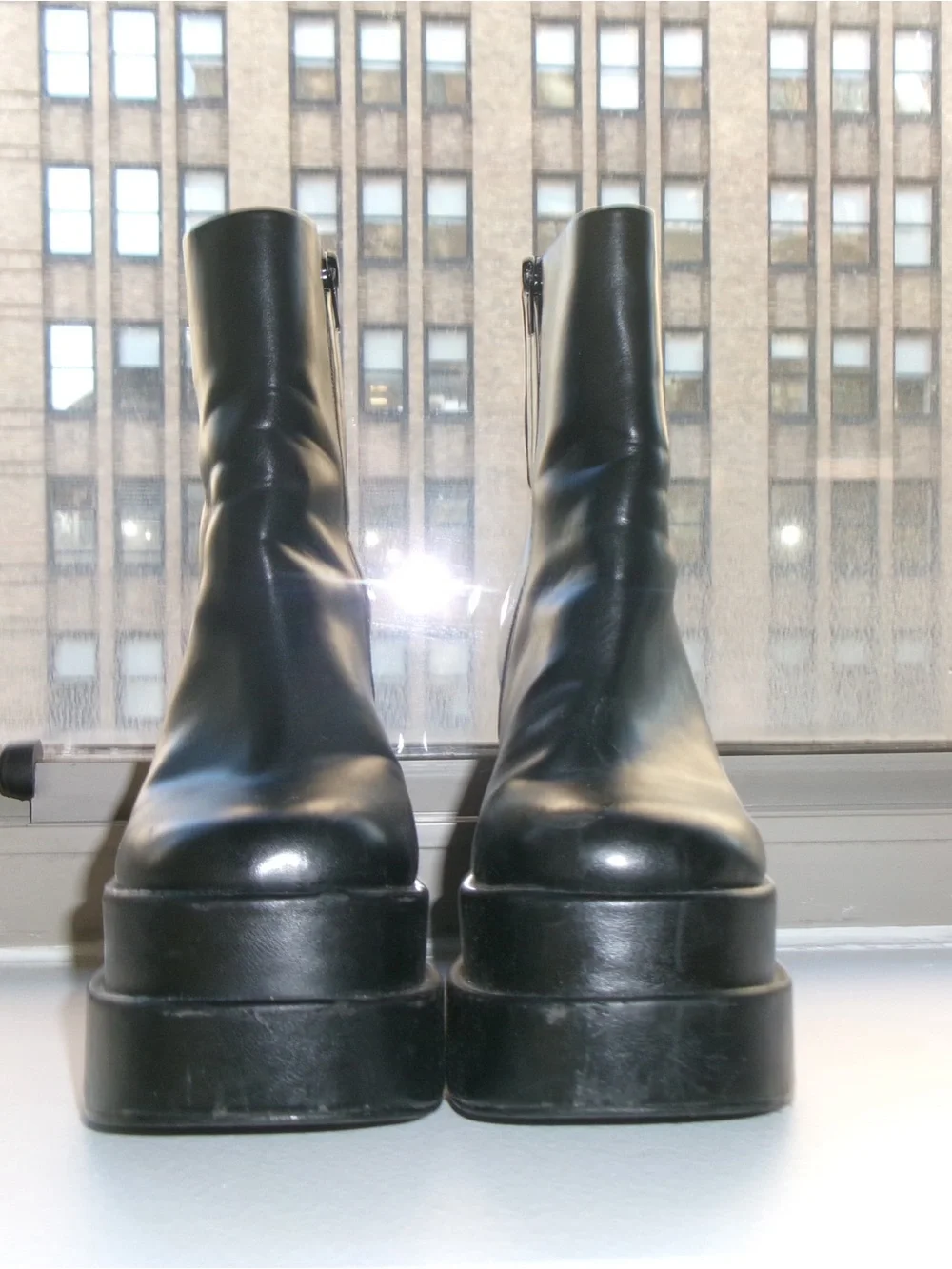 Steve Madden Platform Block Heel Ankle Boots - Black - Picture 5 of 6
